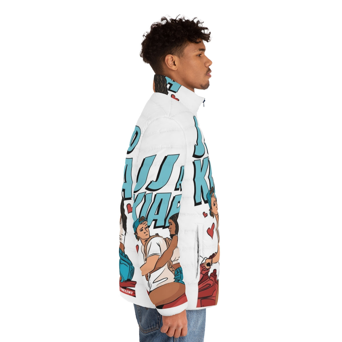 Outer Banks inspired puffer jacket with JJ and Kiara design - men side right